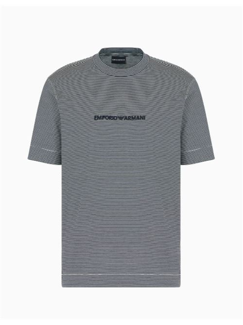 SEASIDE EMBROIDERY T-SHIRT EMPORIO ARMANI | EM000824.AF12927F0088 OFFWHITE/RIGA NAVY LOGO